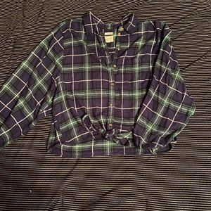 SOFT PLAID FLANNEL TOP | TIE UP FRONT